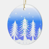 Witte Kerstbomen met Vorst Keramisch Ornament (Links)