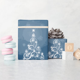 Witte kerstbomen Modern Blue Cadeaupapier