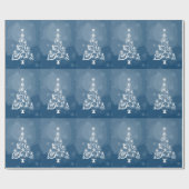Witte kerstbomen Modern Blue Cadeaupapier (Vlak)