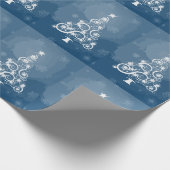 Witte kerstbomen Modern Blue Cadeaupapier (Hoek)