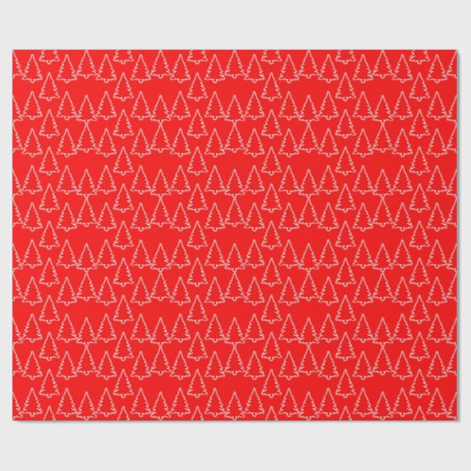 Witte kerstbomen op rood cadeaupapier (Vlak)