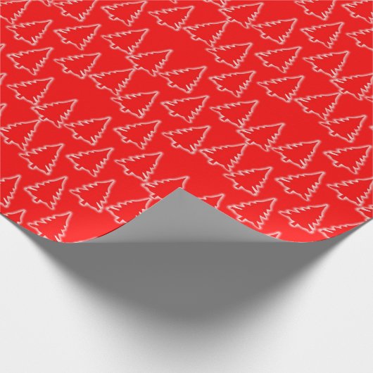 Witte kerstbomen op rood cadeaupapier (Hoek)