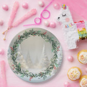 Witte kerstbomen papieren bordje (Feest)