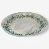 Witte kerstbomen papieren bordje (Gekanteld)