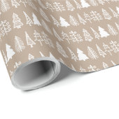 Witte kerstbomen Pattern Brown Cadeaupapier (Rol Hoek)