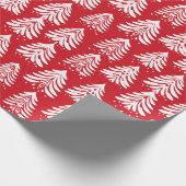 Witte Kerstbomen Rode Kerstmis Cadeaupapier (Hoek)