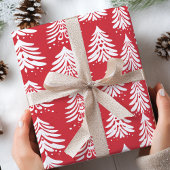 Witte Kerstbomen Rode Kerstmis Cadeaupapier