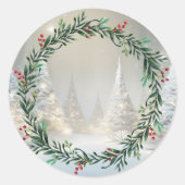 Witte kerstbomen ronde sticker (Voorkant)