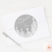 Witte kerstbomen ronde sticker (Envelop)