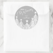 Witte kerstbomen ronde sticker (Tas)