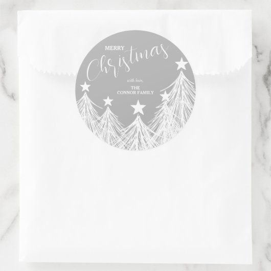 Witte kerstbomen ronde sticker (Tas)