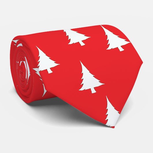 Witte kerstbomen rood stropdas (Opgerold)