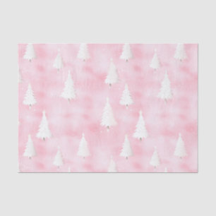Witte kerstbomen Roze Waterverf Tissuepapier