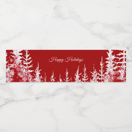 Witte kerstbomen Waterflesetiket Waterfles Etiket (Enkel label)
