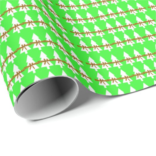 Witte kerstbomen — Wrapping Paper Bright Green Cadeaupapier (Rol Hoek)