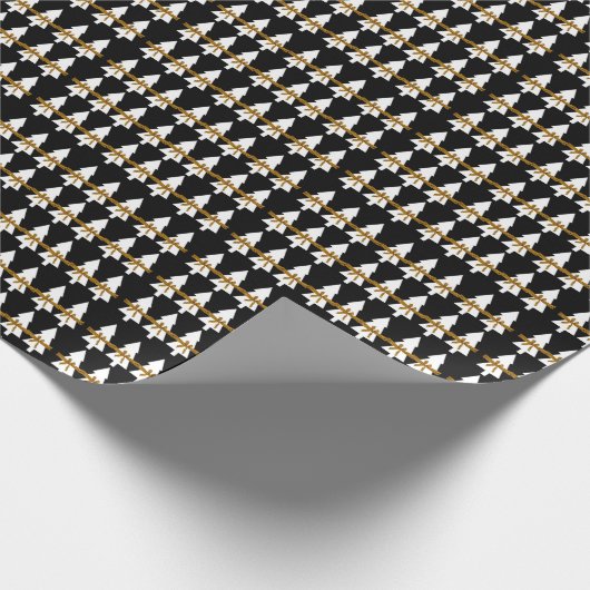 Witte kerstbomen, zwart oppakpapier cadeaupapier (Hoek)