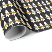 Witte kerstbomen, zwart oppakpapier cadeaupapier (Rol Hoek)