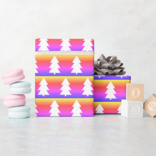 Witte Kerstboom Blauw Paarse Sinaasappel Cadeaupapier
