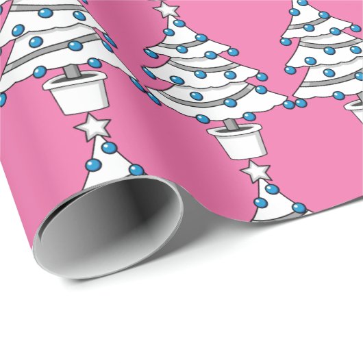 Witte kerstboom cadeaupapier (Rol Hoek)