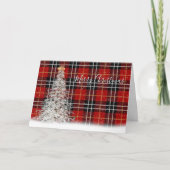 Witte kerstboom en deer op Tartan Pset Kaart (Voorkant)