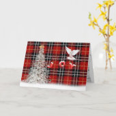 Witte kerstboom en duif kaart (Gele Bloem)