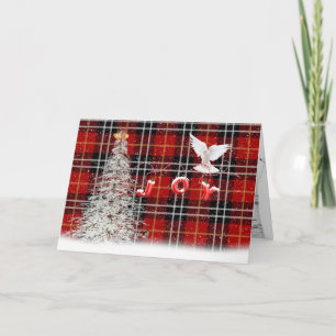 Witte kerstboom en duif kaart