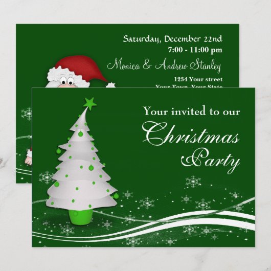 Witte kerstboom en kerstkerstmis kaart (Voorkant / Achterkant)