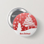 Witte Kerstboom en Sneeuwman Ronde Button 5,7 Cm (Voorkant /achterkant)