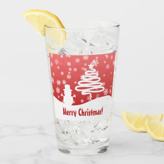 Witte kerstboom en Snowman Glas (Voorkant ijs)