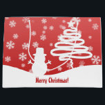 Witte kerstboom en Snowman Groot Cadeauzakje<br><div class="desc">Vrolijk kerstfeest!</div>