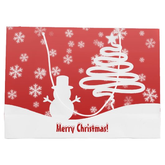 Witte kerstboom en Snowman Groot Cadeauzakje (Achterkant)