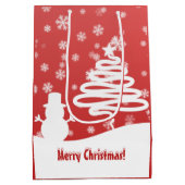 Witte kerstboom en Snowman Medium Cadeauzakje (Achterkant)
