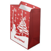 Witte kerstboom en Snowman Medium Cadeauzakje (Achterkant Gekanteld)
