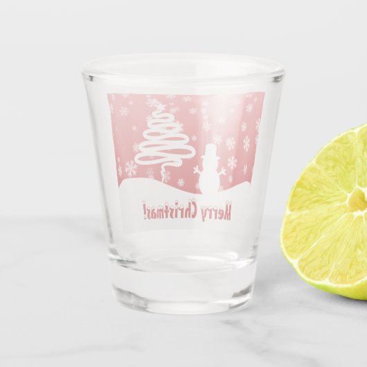 Witte kerstboom en Snowman Shot Glas (Achterkant)
