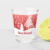 Witte kerstboom en Snowman Shot Glas (Voorkant)