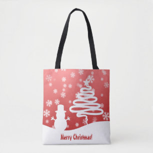 Witte kerstboom en Snowman Tote Bag