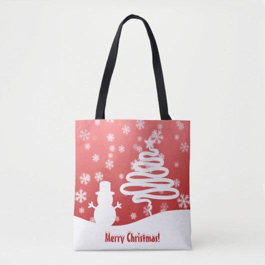 Witte kerstboom en Snowman Tote Bag (Voorkant)