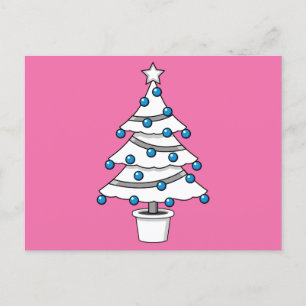 Witte kerstboom feestdagenkaart