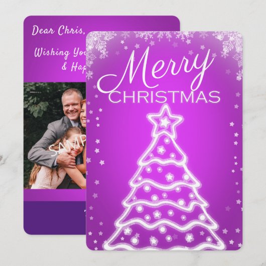 Witte kerstboom Foto-Wenskaarten Kaart (Voorkant / Achterkant)