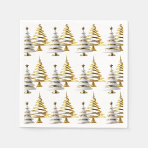 Witte kerstboom goud winterthema vakantie decorati servet