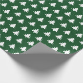 Witte Kerstboom Iconisch Patroon Feestelijk Groen Cadeaupapier (Hoek)