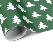 Witte Kerstboom Iconisch Patroon Feestelijk Groen Cadeaupapier (Rol Hoek)