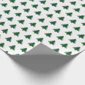 Witte Kerstboom Iconisch Patroon Feestelijk Groen Cadeaupapier (Hoek)