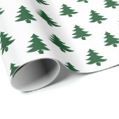 Witte Kerstboom Iconisch Patroon Feestelijk Groen Cadeaupapier (Rol Hoek)