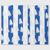 Witte Kerstboom Inpakken Blauw & Wit Gestreepte Cadeaupapier (Vlak)