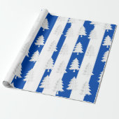 Witte Kerstboom Inpakken Blauw & Wit Gestreepte Cadeaupapier (Uitgerold)