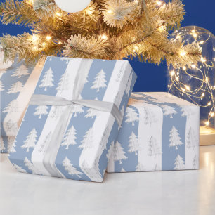 Witte Kerstboom Inpakken  Blauwe & Witte Streep Cadeaupapier