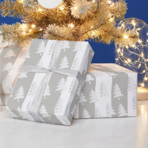 Witte Kerstboom Inpakken Grijs & Witte Streep Cadeaupapier