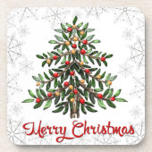 Witte kerstboom | kerstkurk Onderzetter set (Voorkant)