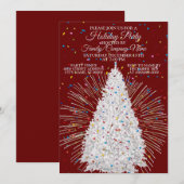 Witte kerstboom Kleurrijke rode Feestdagen Kaart (Voorkant / Achterkant)